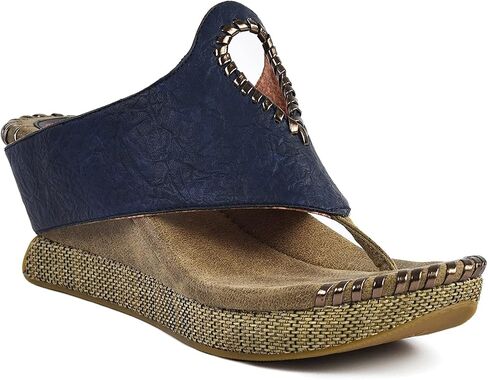 Modzori Lucia Women's Mid Wedge Reversible Sandal Tan/Black 7 in Saudi Arabia