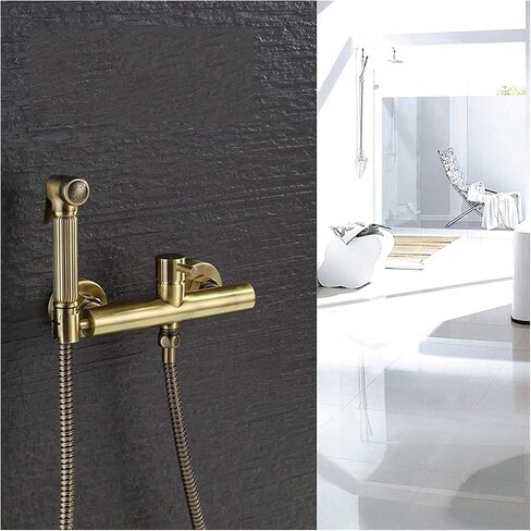 ToiletSprayerSpray Gun, Brushed Gold ToiletTap, Hot and Cold HygienicFaucet Shattaf(B) in Saudi Arabia