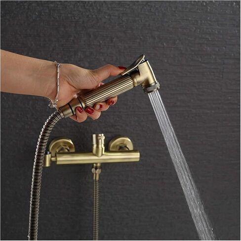 ToiletSprayerSpray Gun, Brushed Gold ToiletTap, Hot and Cold HygienicFaucet Shattaf(B) in Saudi Arabia