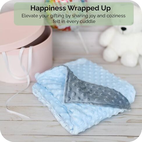 Personalized Baby Blanket for Boys, Newborn Soft Custom Blanket with Name - 30" by 40" Minky Blankets for Personalized Baby Gifts (Blue and Grey) in Saudi Arabia