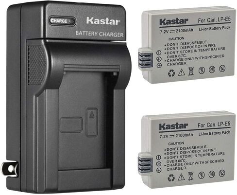 Kastar AC Wall Battery Charger Replacement for Canon LP-E5 LPE5 Battery, Canon LC-E5, LC-E5C, LC-E5E Charger, Canon EOS 500D, EOS 1000D, EOS Kiss F, EOS Kiss X2, EOS Kiss X3 Cameras in Kuwait