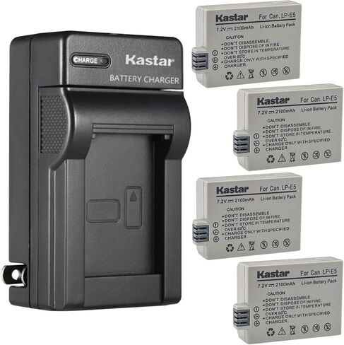 Kastar AC Wall Battery Charger Replacement for Canon LP-E5 LPE5 Battery, Canon LC-E5, LC-E5C, LC-E5E Charger, Canon EOS 500D, EOS 1000D, EOS Kiss F, EOS Kiss X2, EOS Kiss X3 Cameras in Kuwait