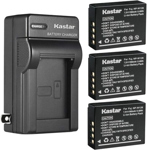 Kastar AC Wall Battery Charger Replacement for Fujifilm NP-W126, NP-W126s Battery, Fujifilm BC-W126 Charger, Fujifilm X-A1, X-A2, X-A3, X-A5, X-A7, X-A10, X-E1, X-E2, X-E2S, X-E3, X-E4, X-T200 Camera in Saudi Arabia
