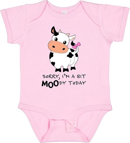 inktastic Sorry, I'm a Bit MOOdy Today Cute Cow Pun Baby Bodysuit in Saudi Arabia