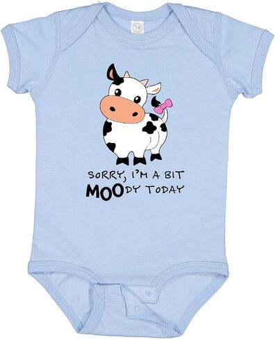 inktastic Sorry, I'm a Bit MOOdy Today Cute Cow Pun Baby Bodysuit in Saudi Arabia