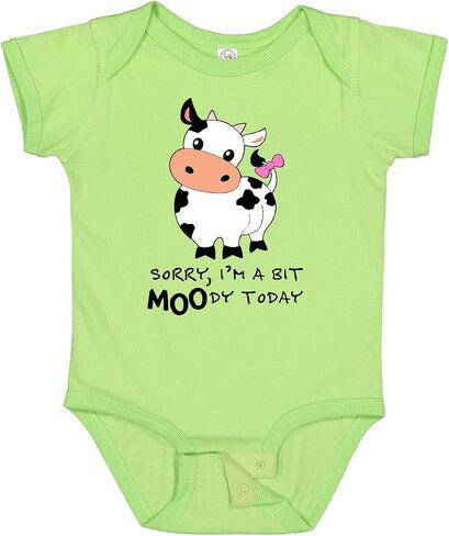 inktastic Sorry, I'm a Bit MOOdy Today Cute Cow Pun Baby Bodysuit in Saudi Arabia