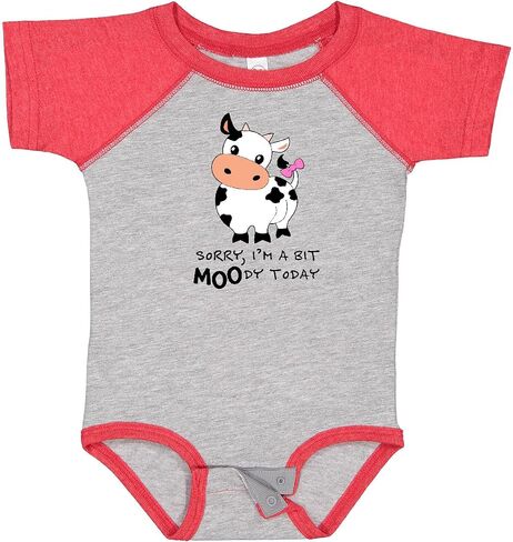 inktastic Sorry, I'm a Bit MOOdy Today Cute Cow Pun Baby Bodysuit in Saudi Arabia