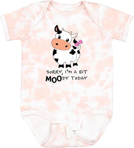 inktastic Sorry, I'm a Bit MOOdy Today Cute Cow Pun Baby Bodysuit in Saudi Arabia