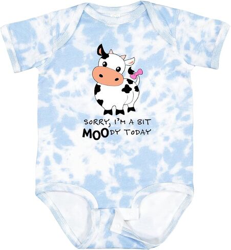 inktastic Sorry, I'm a Bit MOOdy Today Cute Cow Pun Baby Bodysuit in Saudi Arabia