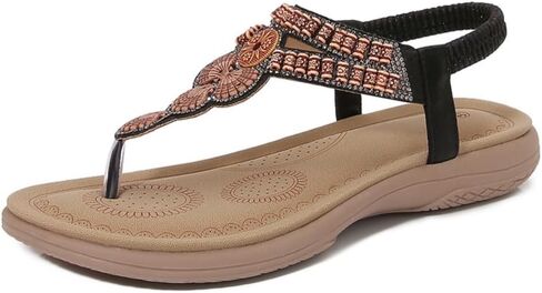 UIKGITP Women's Flat Sandals Summer Ankle Elastic Bling Jeweled Party Slippers Glitter Bohemian Rhinestone Beach Shoes in Saudi Arabia