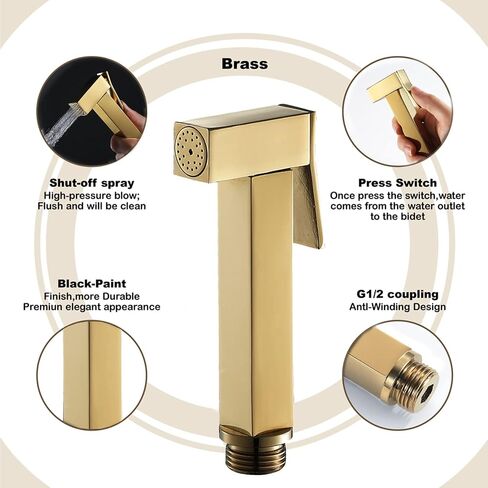 HandheldSprayer for Toilet Square Cloth Diaper Sprayer BrassSprayer for Toilet HandheldSprayer - for Feminine Wash, Toilet Cleaning, Pet Washing,Type1(Type1) in Saudi Arabia