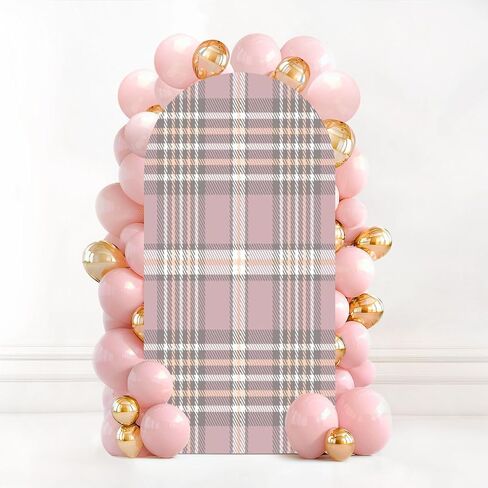 7.2FT Wedding Arch Backdrop Cover Blue Seamless Gingham Spandex Fitted Round Top Arch Stand Covers for Birthday Party Baby Shower Banquet Decoration in Saudi Arabia