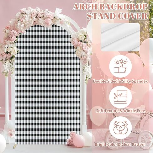 7.2FT Wedding Arch Backdrop Cover Grungy Patterned Texture Spandex Fitted Round Top Arch Stand Covers for Birthday Party Baby Shower Banquet Decoration in Saudi Arabia