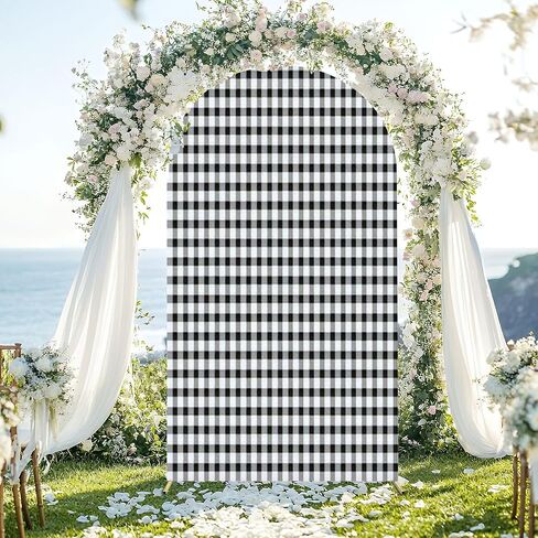 7.2FT Wedding Arch Backdrop Cover Grungy Patterned Texture Spandex Fitted Round Top Arch Stand Covers for Birthday Party Baby Shower Banquet Decoration in Saudi Arabia