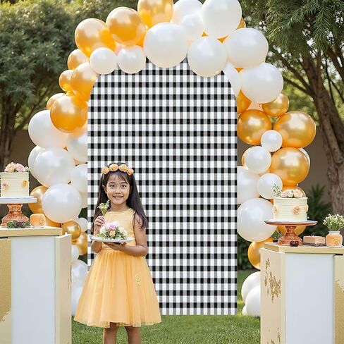 7.2FT Wedding Arch Backdrop Cover Grungy Patterned Texture Spandex Fitted Round Top Arch Stand Covers for Birthday Party Baby Shower Banquet Decoration in Saudi Arabia