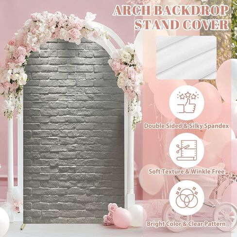 7.2FT Wedding Arch Backdrop Cover Empty Room lamp Spandex Fitted Round Top Arch Stand Covers for Birthday Party Baby Shower Banquet Decoration in Saudi Arabia