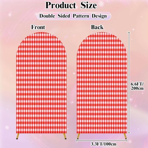 7.2FT Wedding Arch Backdrop Cover Gingham Seamless Black White Spandex Fitted Round Top Arch Stand Covers for Birthday Party Baby Shower Banquet Decoration in Saudi Arabia