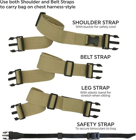 Bino Gear Bino Bag, Converts Into Binocular Harness, Crossbody, and Hip Bag, Safety Tether Strap Included, Desert Tan in Saudi Arabia