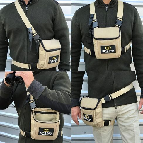 Bino Gear Bino Bag, Converts Into Binocular Harness, Crossbody, and Hip Bag, Safety Tether Strap Included, Desert Tan in Saudi Arabia