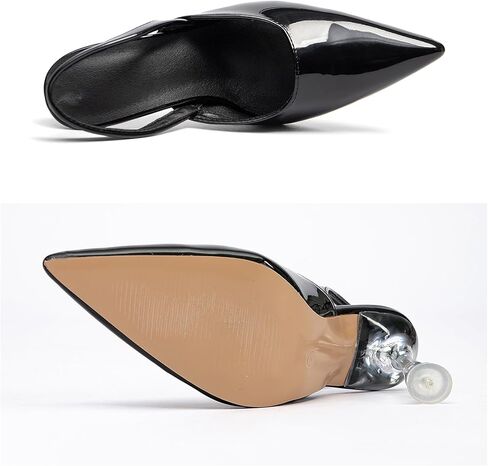 GATUXUS Women's Clear Kitten High Heels Slingback Pumps Shoes Pointed Toe Backstrap Wedding Party Dress Sandals in Kuwait