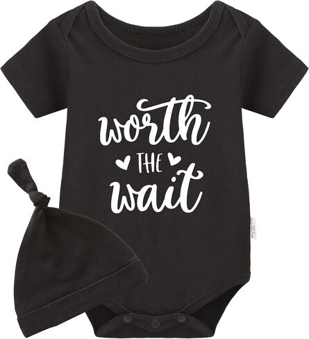 YSCULBUTOL Baby Twins Bodysuit Worth to Wait Clothes Set Newborn Romper Jumpsuit Bodysuit Outfits Short Sleeve Set in Saudi Arabia