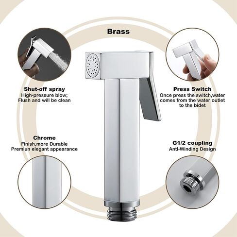 Handheldsprayer للمرحاض النحاس النحاس الطفل حفاضات البخاخ المحمولة رئيس المراحيض المحمولة ، لغسل أنثوي ، غسل الحيوانات الأليفة ، سهلة التثبيت ، الذهب (أسود) in Kuwait