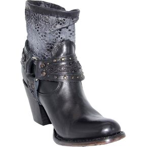 Womens Leather Cowgirl Cowboy Western Ankle Boot