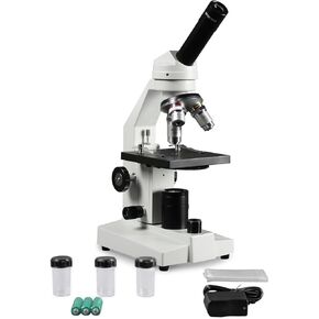 Vision Scientific VME0020-RC Monocular Brightfield Microscope ، 10x WF Eyepiece مع مؤشر ، تضخم 40x-400x ، إضاءة LED ، 0.65 N.
