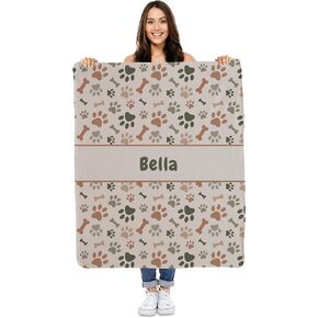 مخصص 30 "× 40" Sherpa Pet بطانية خفيفة الوزن مخصصة باسم Pet Lightweight - نمط PAW - هدية لأصحاب الكلاب - مطبوعة في أمريكا