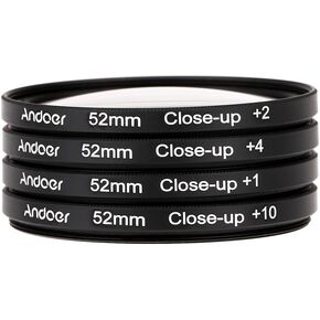 Andoer 52mm Macro Close Up Filter Set +1 +2 +4 +10 Macro Filters Compatible with Nikon D7200 D5200 D3200 D3100 Canon Sony Pentax DSLRs
