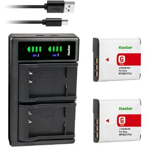 Kastar 2-Pack NP-BG1 Battery and LTD2 USB Charger Replacement for Sony Cyber-Shot DSC-W120, Cyber-Shot DSC-W125, Cyber-Shot DSC-W130, Cyber-Shot DSC-W150, Cyber-Shot DSC-W170, Cyber-Shot DSC-W200