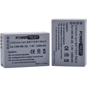 2-Pack NB-10L NB10L NB 10L Battery for Canon PowerShot G1 X, G3 X, G15, G16, SX40HS, SX40, SX50HS SX50, SX60HS, SX60, EOS 1100D