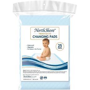 NorthShore Premium Quilted 17 x 24, 8 oz. Baby Changing Pads, Small, Pack/25