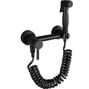 Sprayer Kit HandheldSprayer for Toilet, Wall Mounted Black ToiletSprayer Kit Brass Hot and Cold Water Bathroom Cloth Diaper Sprayer Set for Personal Hygiene,PVC Hose