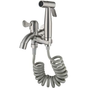 Stainless Steel PortableToilet Taps Kit-304 Stainless SteelSprayer Spray Gun Set one into Two Out Wall Mounted