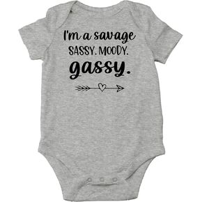 CBTwear I’m a Savage, Sassy, Moody, Gassy - Baby Clothes - Funny Newborn Bodysuit Outfits for Infants
