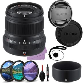 Fujifilm XF 50mm F/2 R WR Bundle + حزمة ملحقات بما في ذلك الأشعة فوق البنفسجية ، CPL ، مرشحات FLD + حارس غطاء العدسة + القلم/المنفاخ + القماش الألياف الدقيقة (14 عنصرًا)