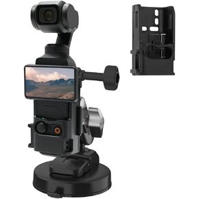 Suction Cup Car Mount for Osmo Pocket 3 Accessories, with Expansion Adapter Protective Case Outside Window Windshield Inside Dash Attach Holder Compatible with DJI Pocket 3 Creator Combo Accessory