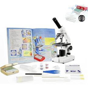 Vision Scientific VME0020-E2-P2 Student LED Microscope, 40x-800x Magnification, LED Illumination, Microscope Book, Microscope Discovery Kit, 25 Prepared Slides Set, Package ($10 Value)…