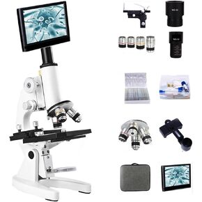 Professional Microscope, Optical Biology 10000 Times, Electronic High-Definition Household Use, Dual Coaxial Adjustable Gears, Four Multiples Available, Student Gift(Size:A)
