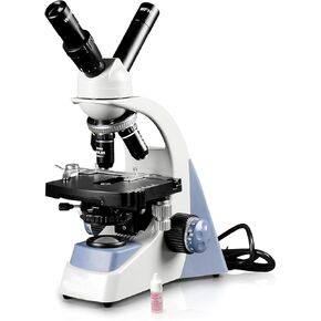 Vision Scientific VMU0005-T Dual View Microscope, 10x WF Eyepiece, 40x—1000x Magnification, LED Illumination, Coaxial Coarse & Fine Focus, 3D Mechanical Stage, 1.25 NA Abbe Condenser