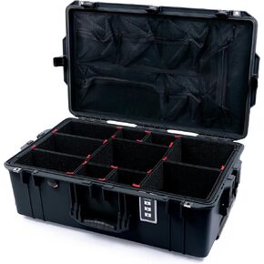Pelican 1595 Case by ColorCase - Black - Large Sized Waterproof Case with TrekPak Divider System & Mesh Lid Organizer - Black Handles & Latches