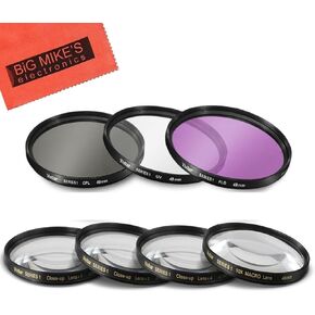 49mm 7 Piece Filter Set for Sony 18-55mm DT E-Mount, 55-210mm, 16mm f/2.8, 20mm f/2.8 EMOUNT, 24mm f/1.8, FE 28mm f/2 Lens, 30mm f/2.8, 30mm f/3.5, 35mm f/1.8, 50mm f/1.8, 55mm f/1.8