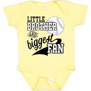 inktastic Little Brother and Biggest Fan- Baseball Family Fan Baby Bodysuit