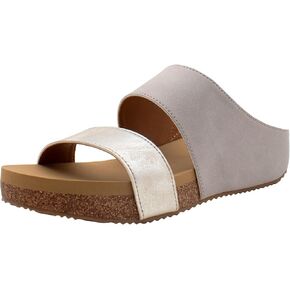 VOLATILE Womens Campfire Metallic Slide Casual Sandals Casual Low Heel 1-2" - Grey, Silver