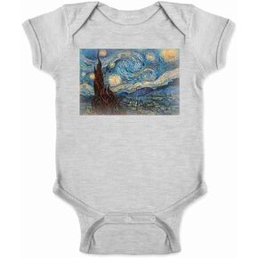 Pop Threads Starry Night Vincent Van Gogh Painting Art Infant Baby Boy Girl Bodysuit
