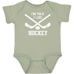I'm Told I Like Hockey Silhouette Baby Bodysuit, Soft Short Sleeve Cotton Bodysuit, Newborn Baby Girl & Boy Gift