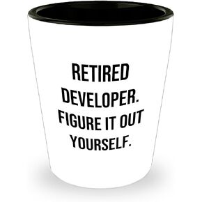 Funny Developer Quote Shot Glass, Gifts from Men to Developer Friends and Family, 1.5oz Ceramic, Microwave and Dishwasher Safe, Christmas Unique Gifts