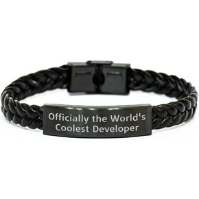 Officially The World's Coolest Developer Funny Gifts for Him Interlaced Leather Developer Accessories