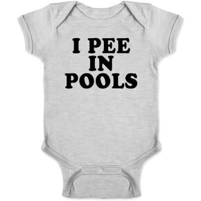 Pop Threads I Pee in Pools Funny Retro Party Quote Infant Baby Boy Girl Bodysuit